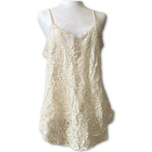 Maidenform Cream Floral Lace Slip Dress, Size L